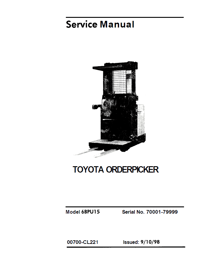 Toyota 6BPU15 Order Picker Service Repair Manual