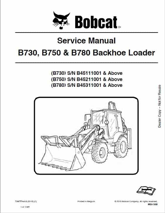 Bobcat B730, B750, B780 Loader Service Repair Manual