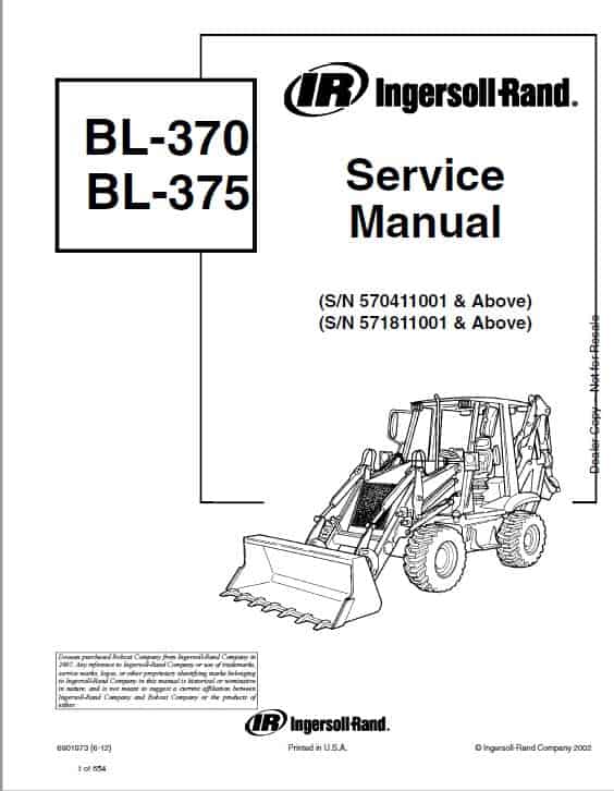 Bobcat BL370, BL375 Loader Service Repair Manual
