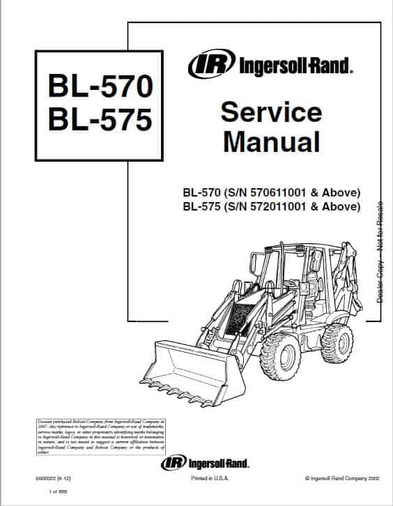 Bobcat BL570, BL575 Loader Service Repair Manual