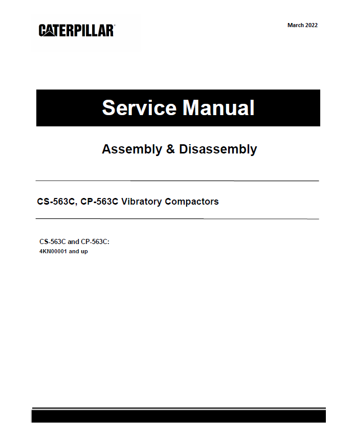 Caterpillar CAT CS-563C, CP-563C Vibratory Compactors Service Repair Manual (4KN00001 and up)