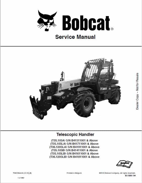 Bobcat T35.105, T36.120 versaHANDLER Telescopic Service Repair Manual