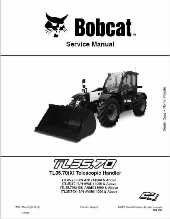 Bobcat TL34.65, TL35.70, TL38.70 versaHANDLER Telescopic Service Repair Manual