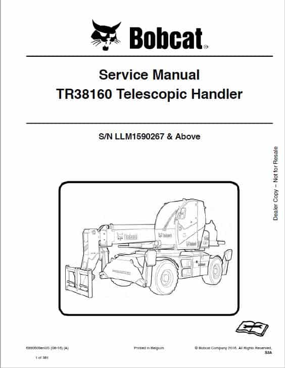Bobcat TR38160, TR38160 EVO versaHANDLER Telescopic Service Repair Manual