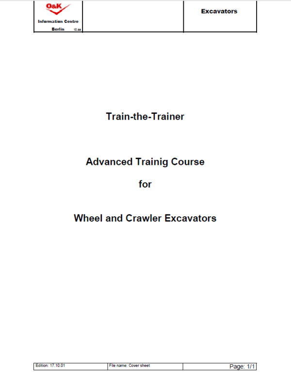 O&K Wheel and Crawler Excavators Training Manual