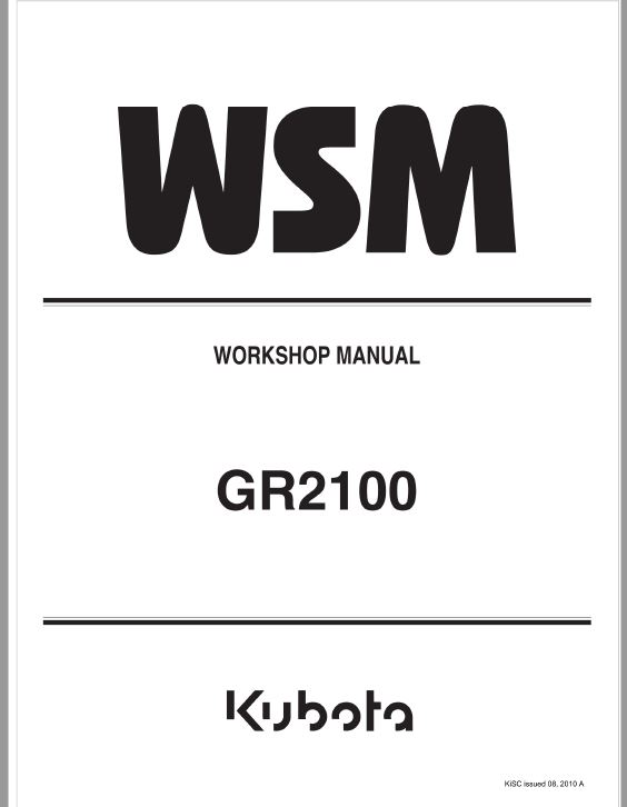 Kubota GR2100 Lawn Mower Workshop Service Repair Manual