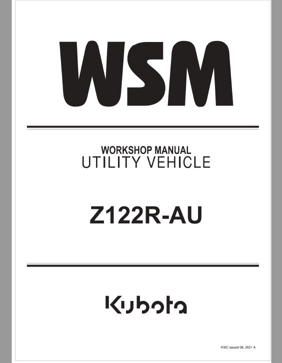 Kubota Z122R-AU Zero Turn Mower Workshop Repair Manual