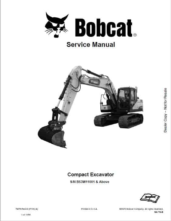 Bobcat E165 Compact Excavator Service Repair Manual