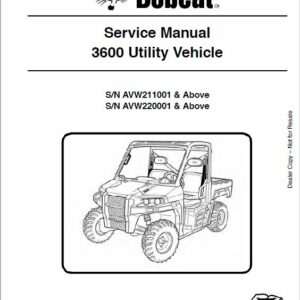 Bobcat 3600 Toolcat Utility Vehicle Service Repair Manual