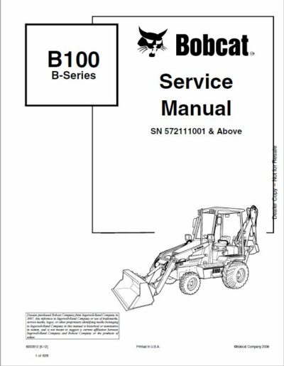 Bobcat B100 Loader Service Repair Manual