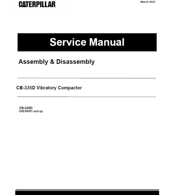 Caterpillar CAT CB-335D Vibratory Compactor Service Repair Manual (D4E00001 and up)