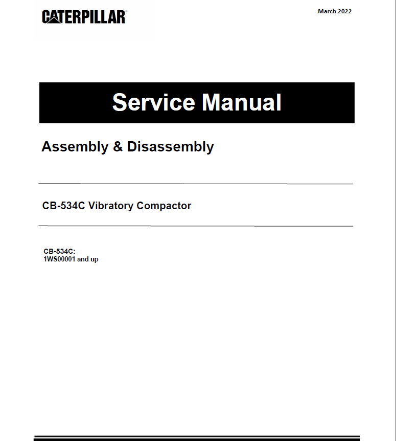 Caterpillar CAT CB-534C Vibratory Compactor Service Repair Manual (1WS00001 and up)