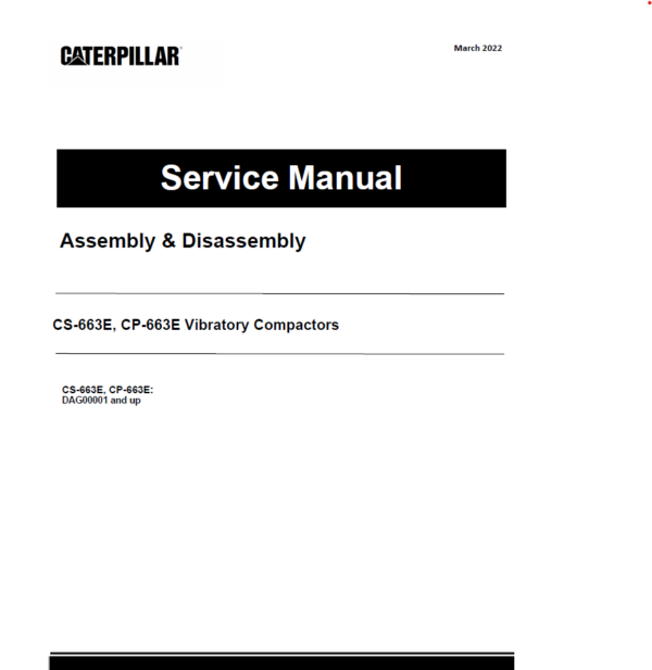 Caterpillar CAT CS-663E, CP-663E Vibratory Compactor Service Repair Manual (DAG00001 and up)