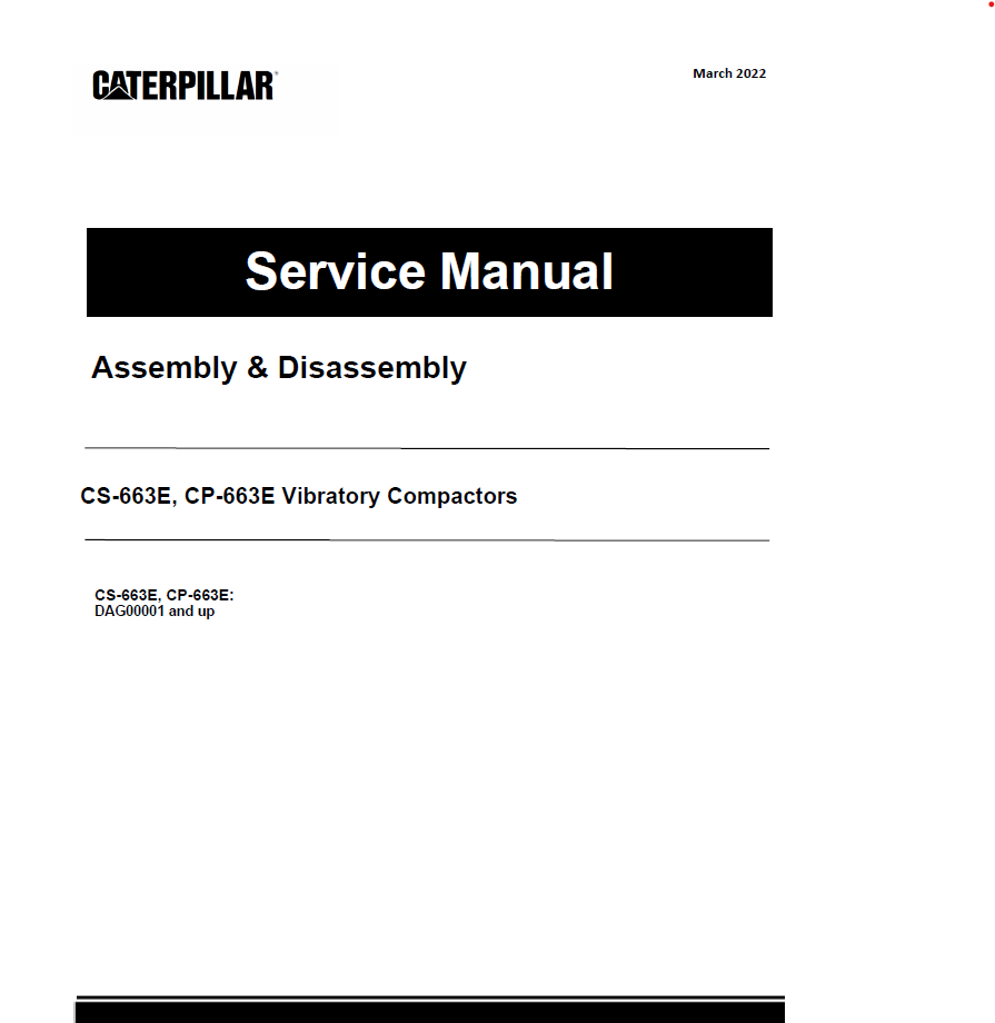 Caterpillar CAT CS-663E, CP-663E Vibratory Compactor Service Repair Manual (DAG00001 and up)