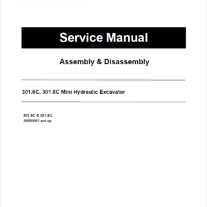 Caterpillar CAT 301.6C, 301.8C Mini Hydraulic Excavator Service Repair Manual (JBB00001 and up)