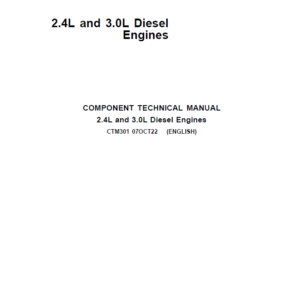 John Deere 2.4L & 3.0L Diesel Engines Repair Service Manual (CTM301)