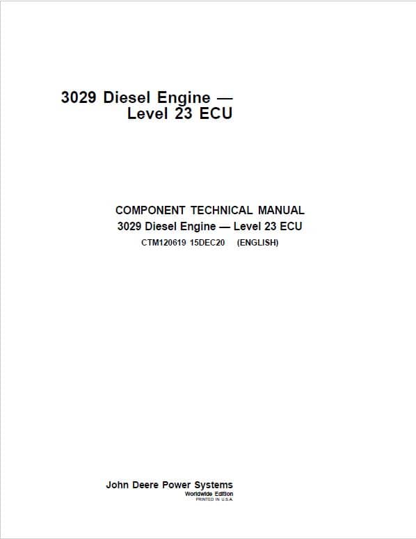 John Deere 3029 Diesel Engine Level 23 ECU Component Technical Manual (CTM120619)