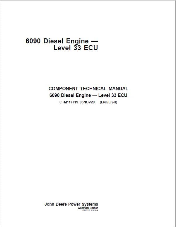John Deere 6090 Diesel Engine Level 33 ECU Service Repair Manual (CTM117719)