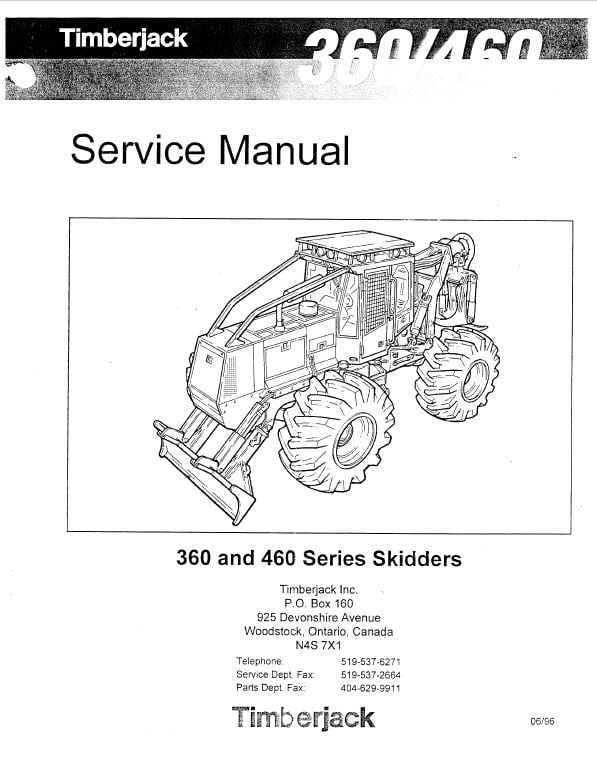 Timberjack 360, 460 Skidder Service Repair Manual (SN 96200 and up)