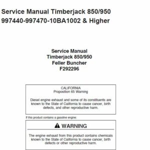 Timberjack 850, 950 Feller Bunchers Repair Manual (997440 - 997470 & 10BA1002 and Up)