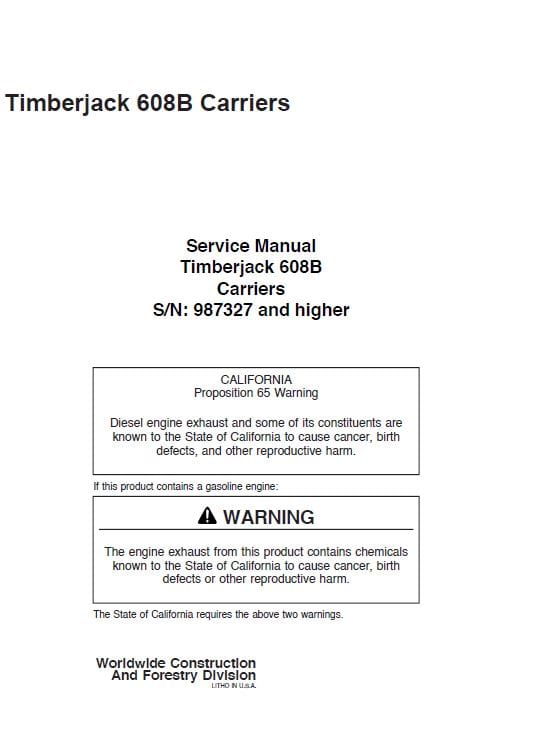 TImberjack 608B Carriers Service Repair Manual (987327 and Up)