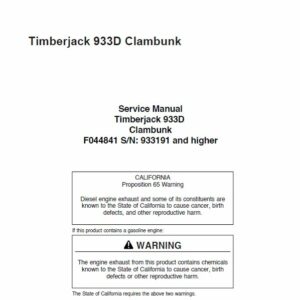 Timberjack 933D Clambunk Service Repair Manual (933191 and up)
