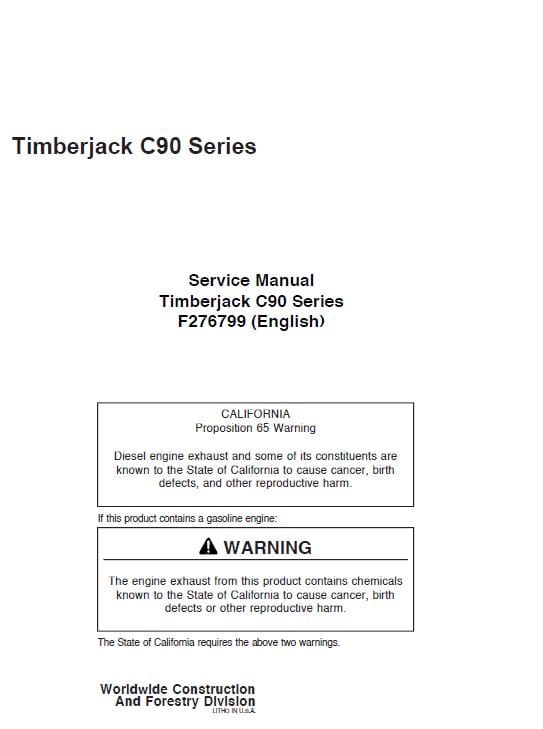 Timberjack C90 Series Delimber Service Repair Manual