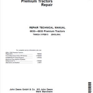 John Deere 6830, 6930 Premium Tractors (EU) Repair Service Manual