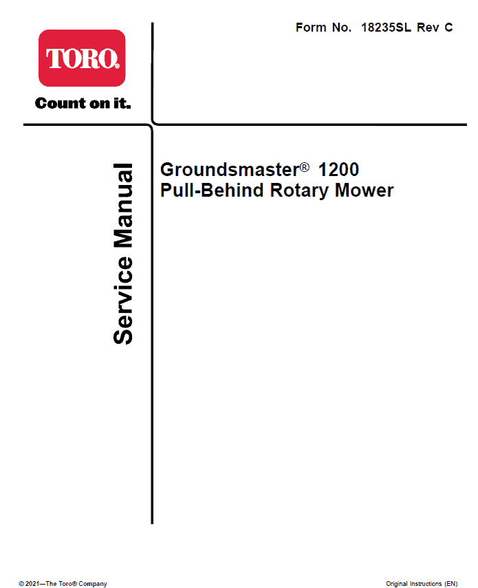 Toro Groundsmaster 1200 Service Repair Manual