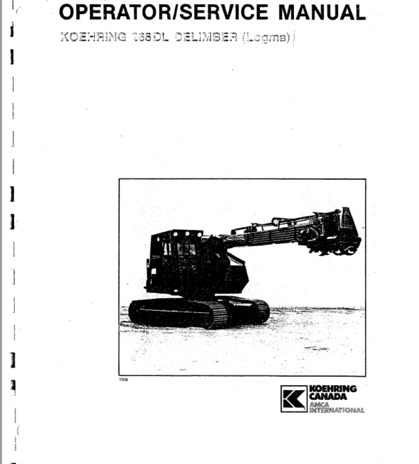 Koekring Waterous 266 DL Delimber Service Repair Manual (SN 51601 and Up)