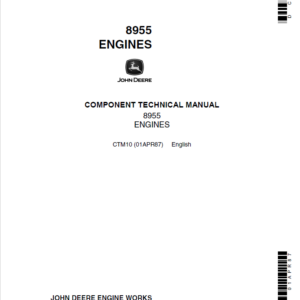 John Deere 8955 Engines Service Repair Manual (CTM10)