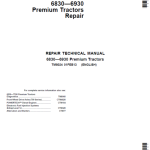 John Deere 6830, 6930 Premium Tractors (EU) Service Repair Manual