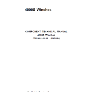 John Deere 4000S Winches Service Repair Manual (CTM166)