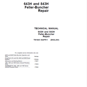 John Deere 643H, 843H Feller Buncher Service Repair Manual (TM1844 & TM1845)