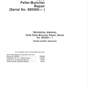 John Deere 653G Feller Buncher Service Repair Manual (SN after 880060 - )