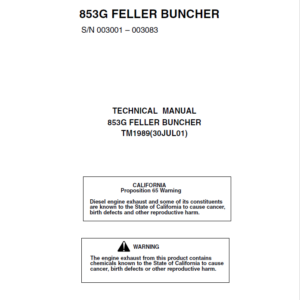 John Deere 853G Feller Buncher Service Repair Manual (SN 003001 – 003083)
