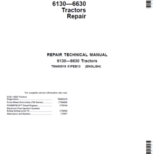 John Deere 6130, 6230, 6330, 6430, 6530, 6534, 6630 Tractors (EU) Service Repair Manual