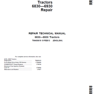 John Deere 6830, 6930 Tractors (EU) Service Repair Manual
