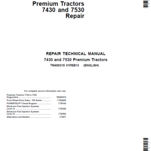 John Deere 7430, 7530 Premium (NA) Tractors Service Repair Manual