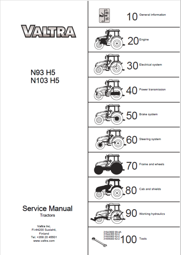 Valtra N93H5, N103H5 Tractor Service Repair Manual