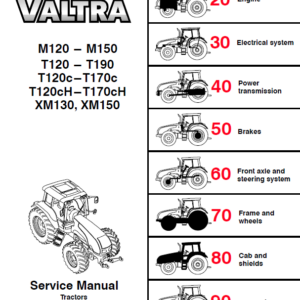 Valtra M120e, M120, M130, M150, XM130, XM150 Tractors Service Repair Manual