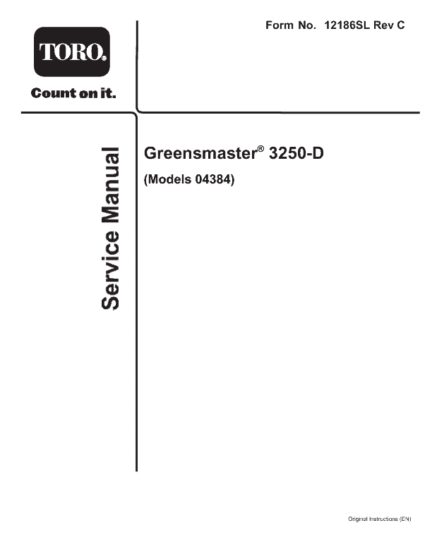 Toro Greensmaster 3250-D (Model 04384) Service Repair Manual