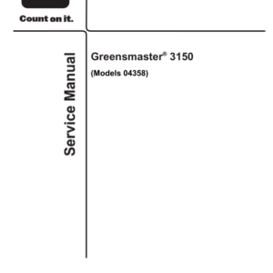 Toro Greensmaster 3150 (Model 04358) Service Repair Manual