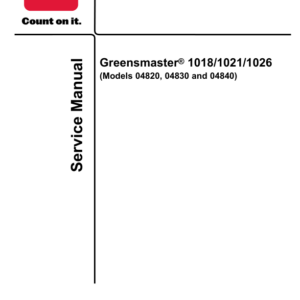 Toro Greensmaster 1018, 1021, 1026 Service Repair Manual