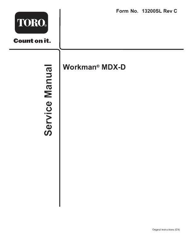 Toro Workman MDX-D Service Repair Manual