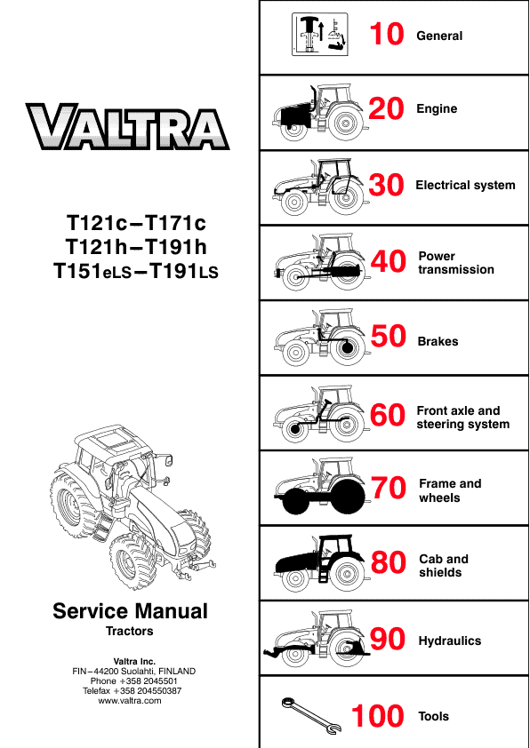 Valtra T121H, T131H, 151EH, 161H, 171H, 191H Tractors Service Repair Manual