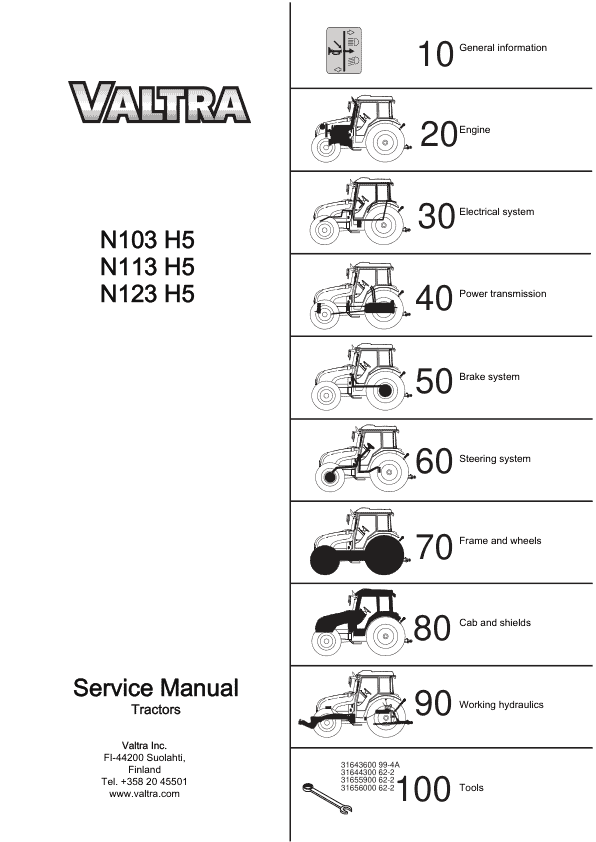 Valtra N103H5, N113H5, N123H5 Tractors Service Repair Manual