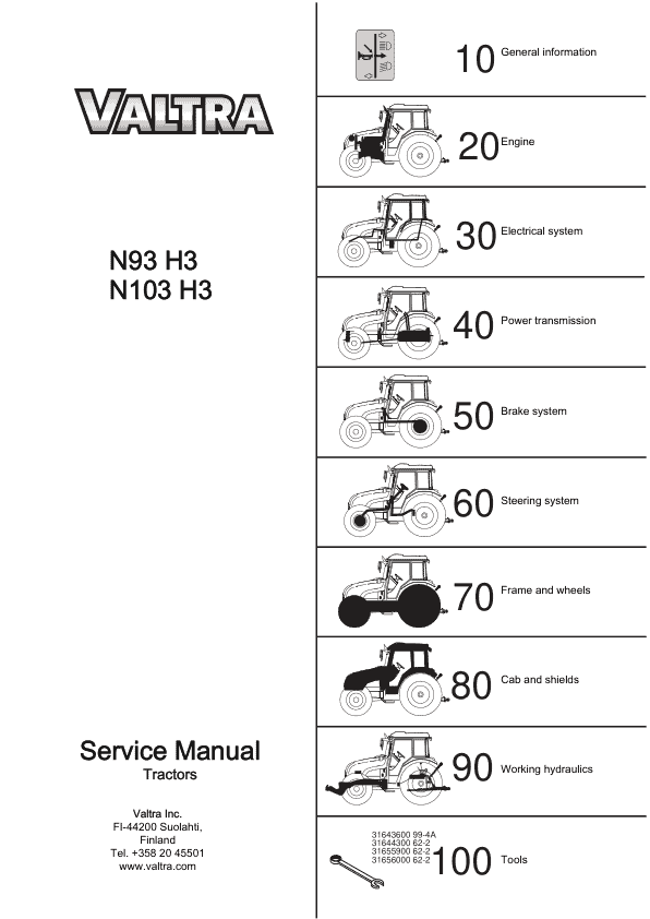 Valtra N93H3, N103H3 Tractors Service Repair Manual
