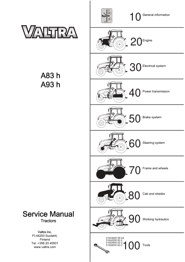 Valtra A83H, A93H Tractors Service Repair Manual