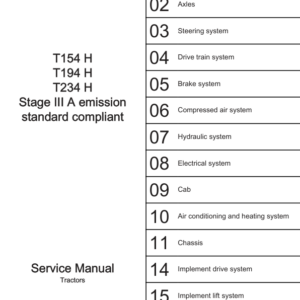 Valtra T154 H, T194 H, T234 H Tractors (Stage III A) Service Repair Manual